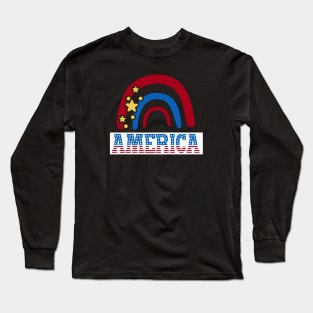 America Rainbow Long Sleeve T-Shirt